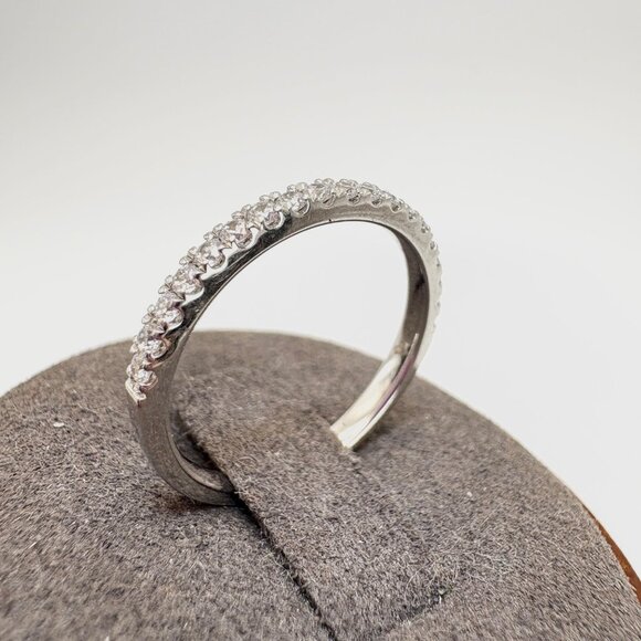 VTG Sterling Silver 925 Cubic Zirconia Pavé Set Band Statement Ring Size 6.5 - Picture 3 of 9